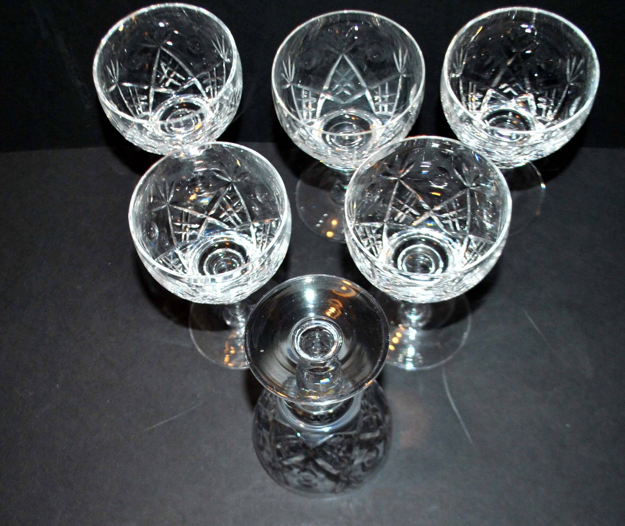 Set of 6 vintage cut crystal water glasses Saint-Louis or Lemberg? 13cm