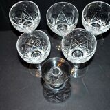 Set of 6 vintage cut crystal water glasses Saint-Louis or Lemberg? 13cm