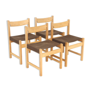 set de 4 chaises en pin, - 1970