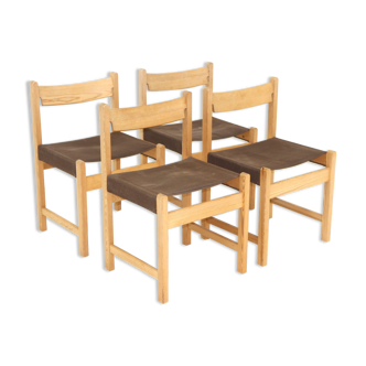 Set de 4 chaises en pin, Suède, 1970