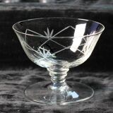Set of 8 Champagne glasses in engraved crystal - Authentic Art Deco 1940