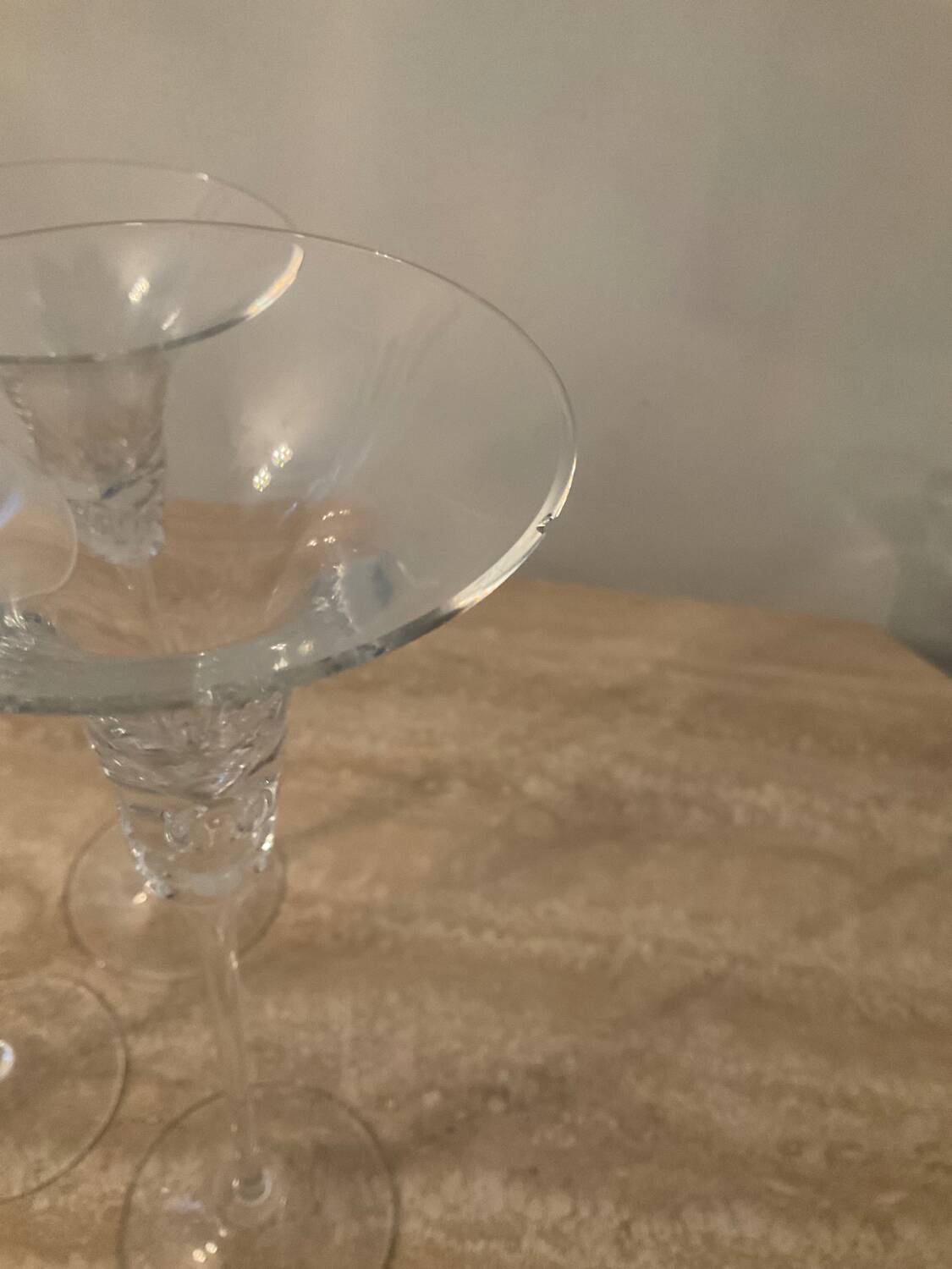 Trio of vintage glass paste candlesticks