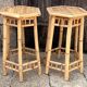 Two high bamboo stools – hexagonal top, vintage, 1970s