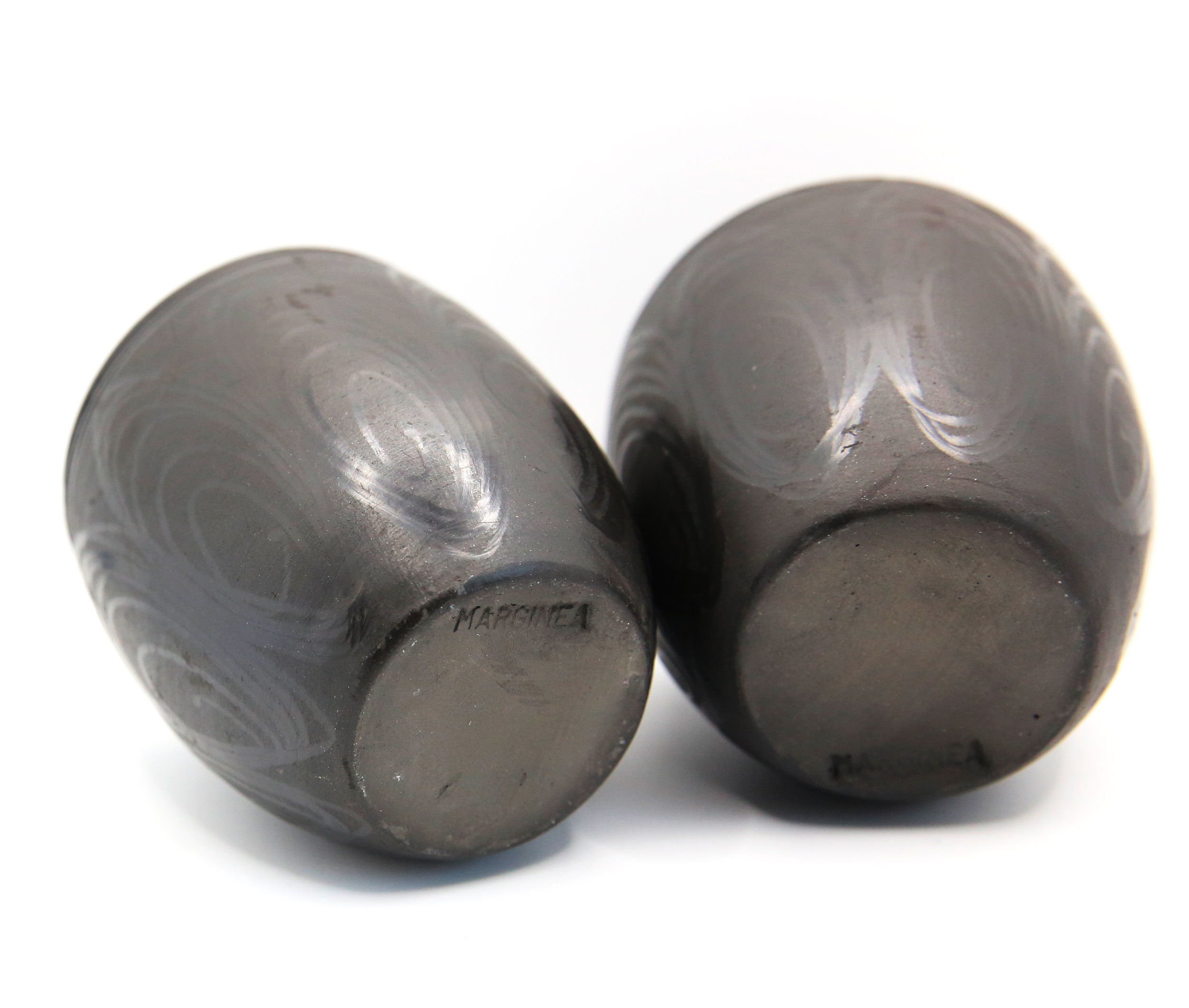 Set of 2 glasses in intense black ceramic from Romania