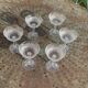 6 champagne glasses in glass and transparent crystal, antique chiseled