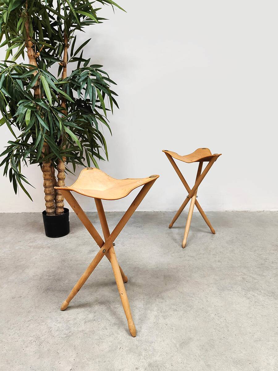 2 tabourets pliants vintage
