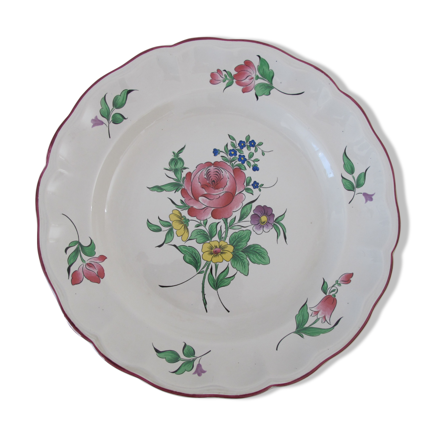 Large ancient plate in Lunéville earthenware