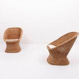 1970’s Vintage Danish design wicker lounge chairs