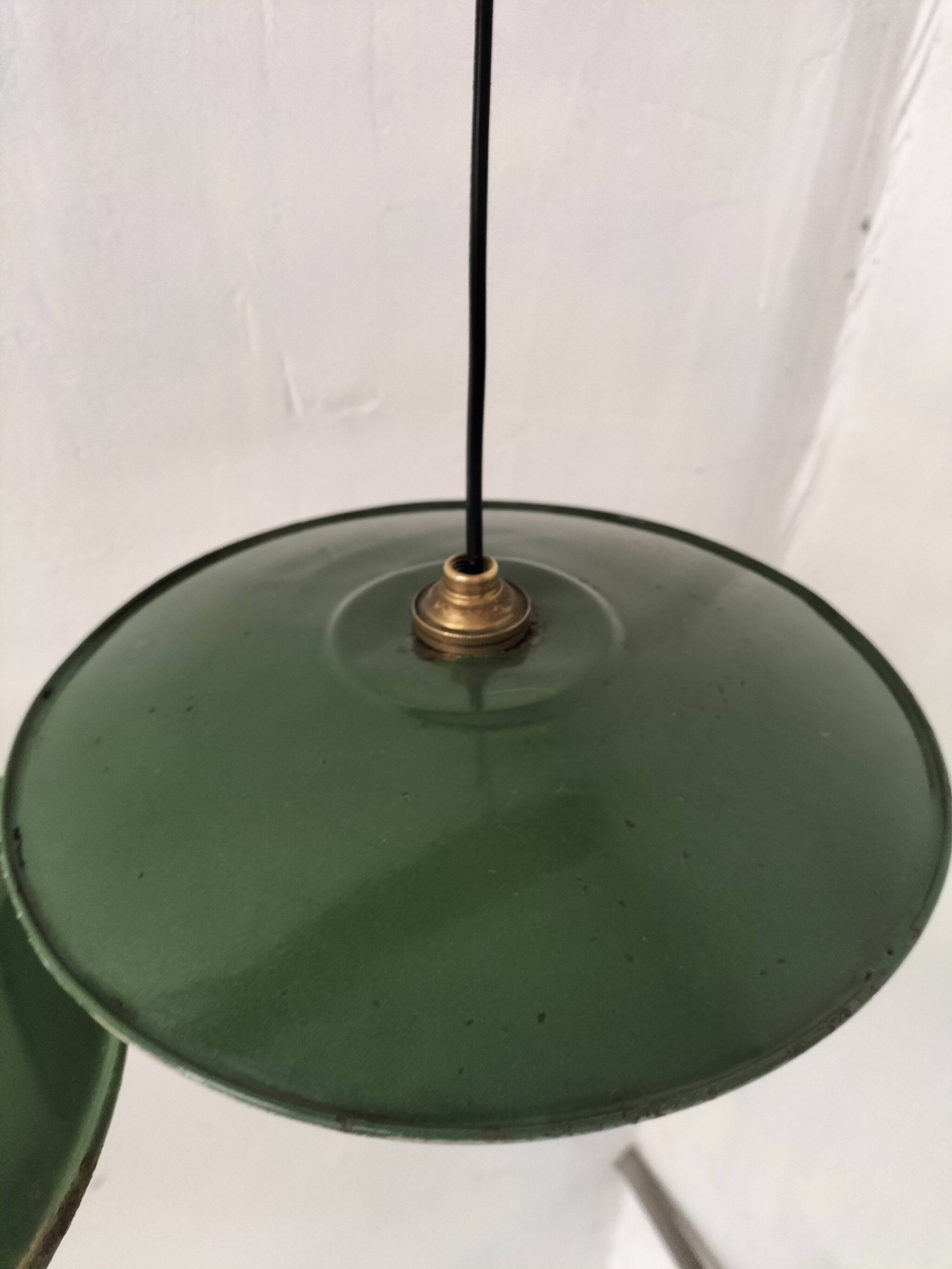 Enameled sheet metal pendant lights