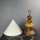 Midcentury wood turned adjustable table lamp with glass sphere, 1970s