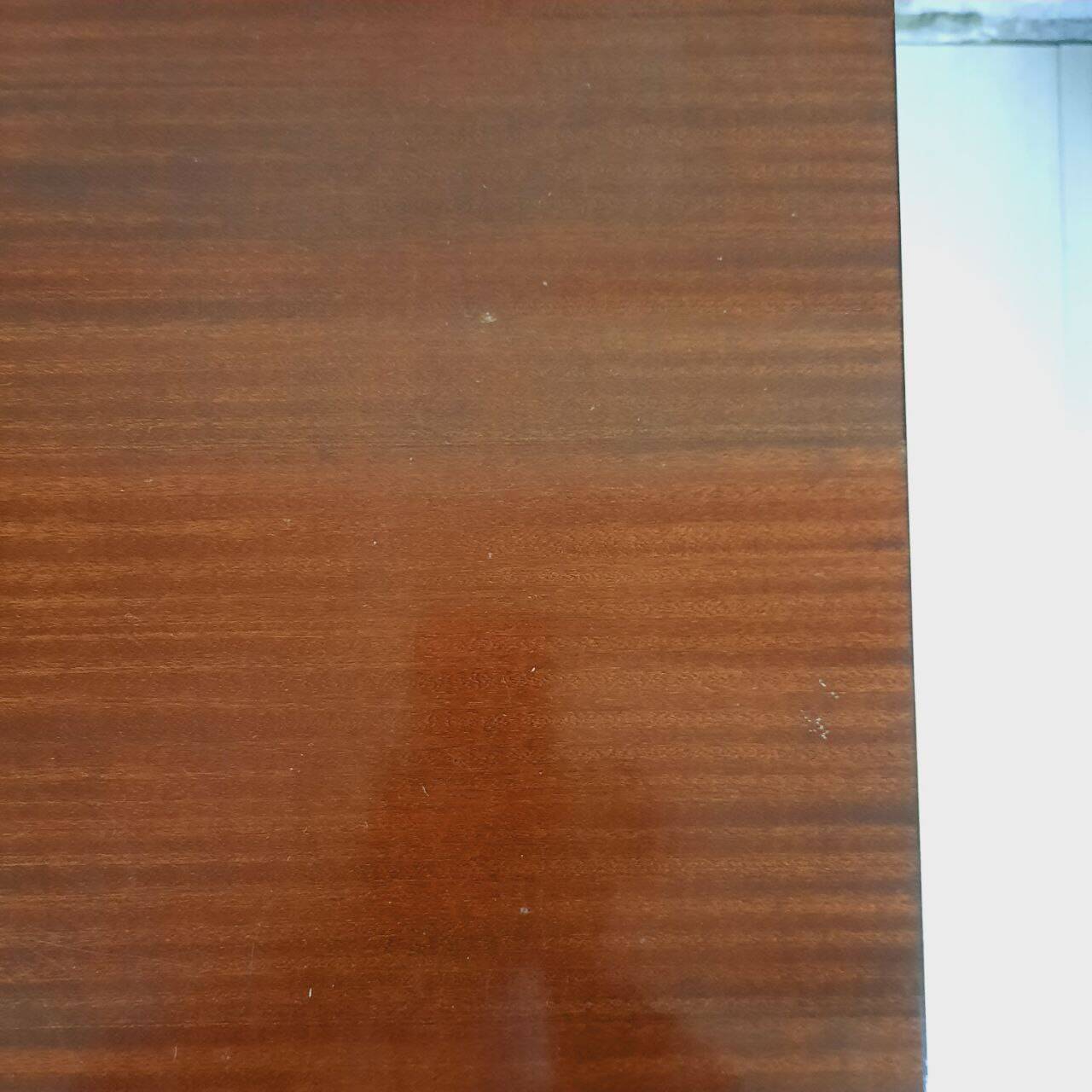 Vintage lacquered top desk with iron structure and pointed brass feet