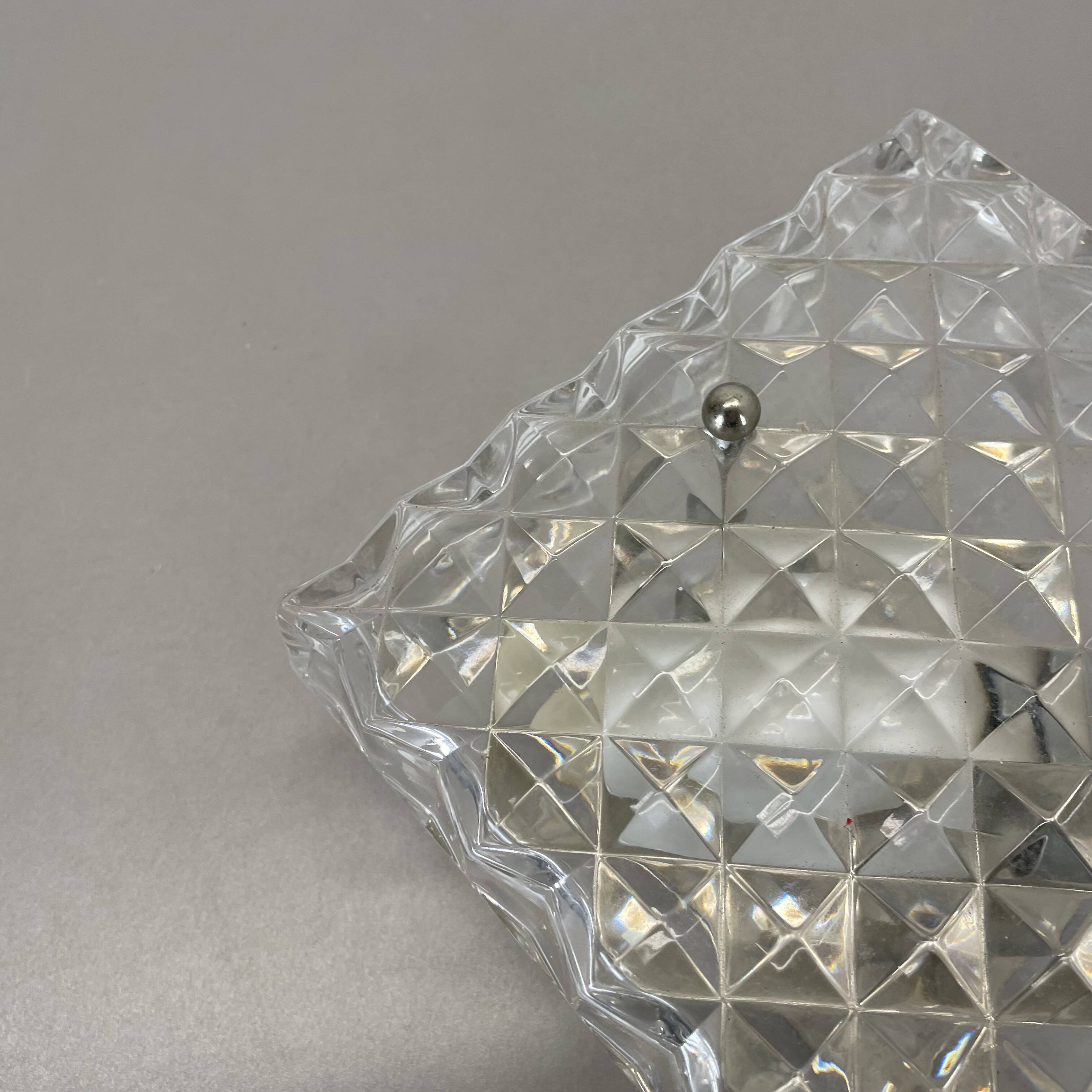 Small Cubic Textured Glass Wall Light in the Style of Orrefors, Germany, 1970s