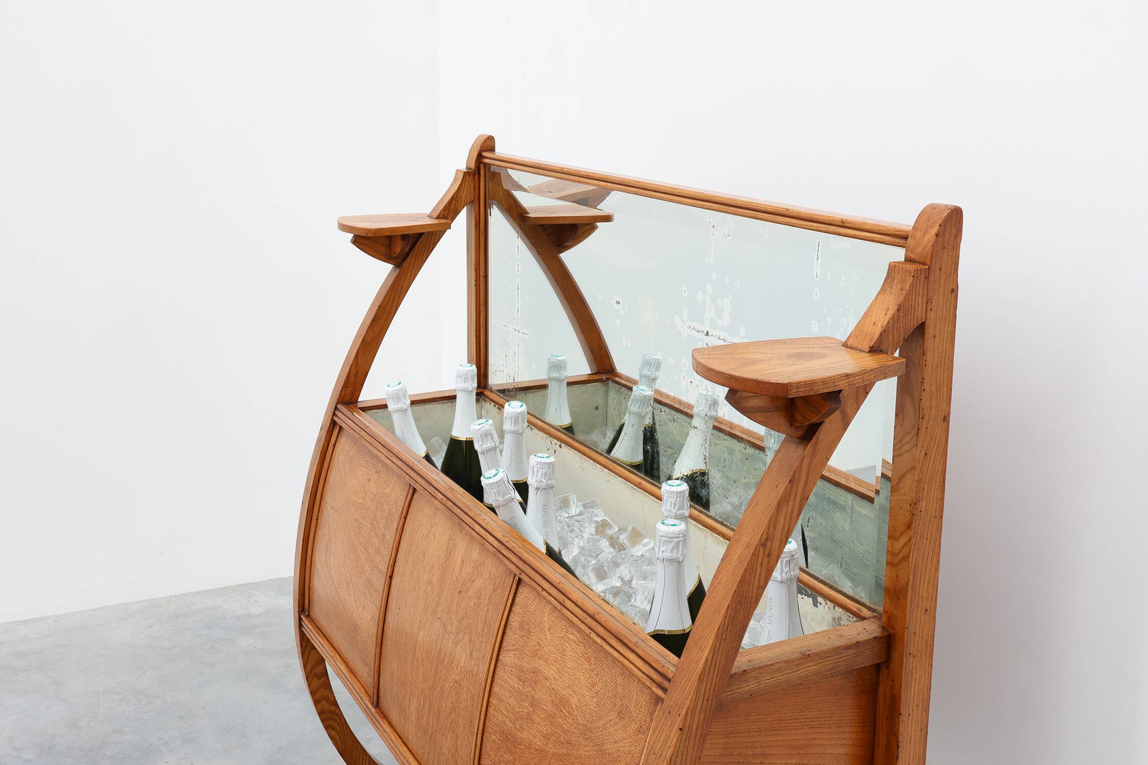 Art Deco buffet, planter or liquor cabinet in wood with mirror, France 1920