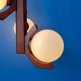 Brown mid-century Bony pendant lamp with opaline glass shades