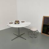 60s marble table with chrome cross base