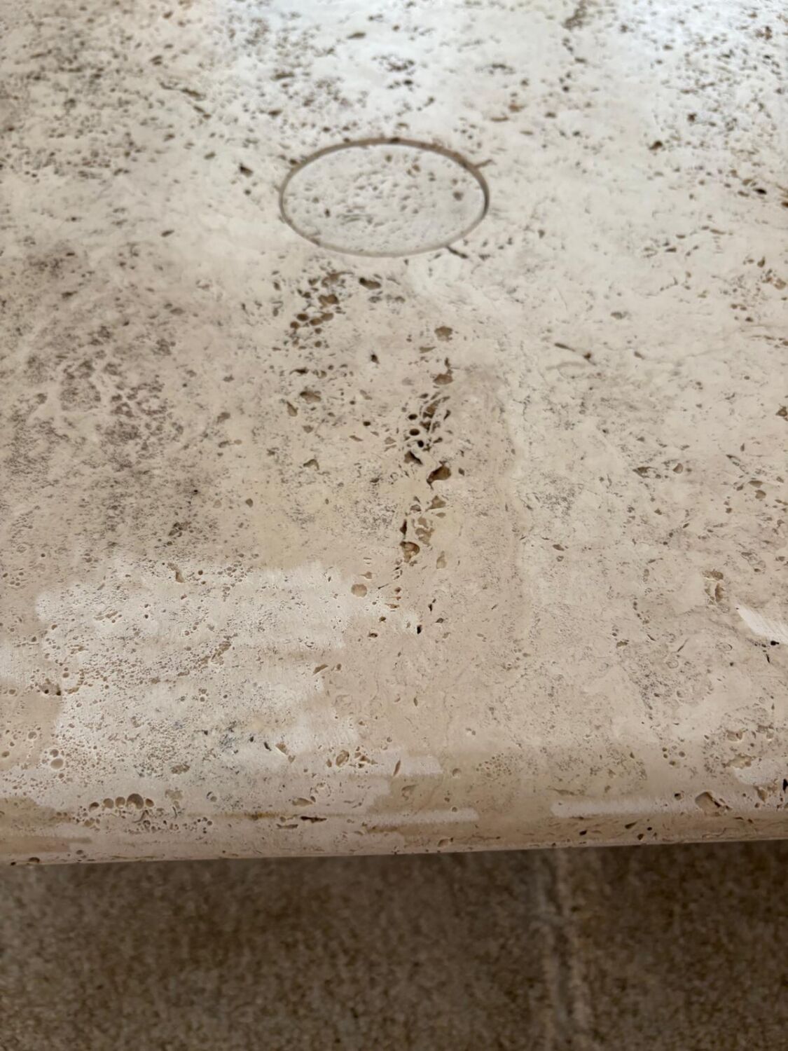 Travertine coffee table, Angelo Mangiarotti, Italy, 1970s