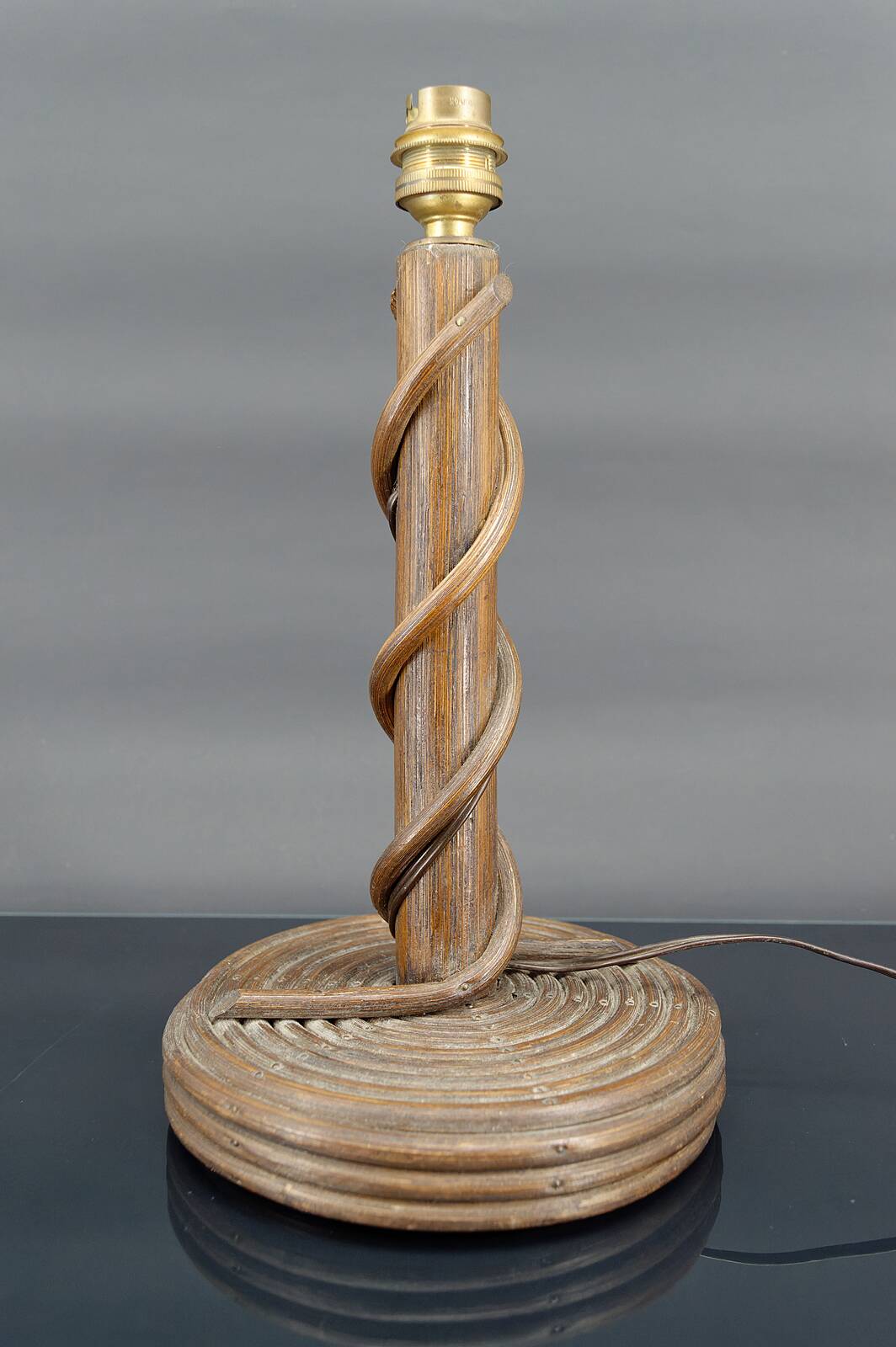 Louis Sognot rattan lamp, France circa 1950