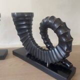 vintage sculptural bookends, ram's horns