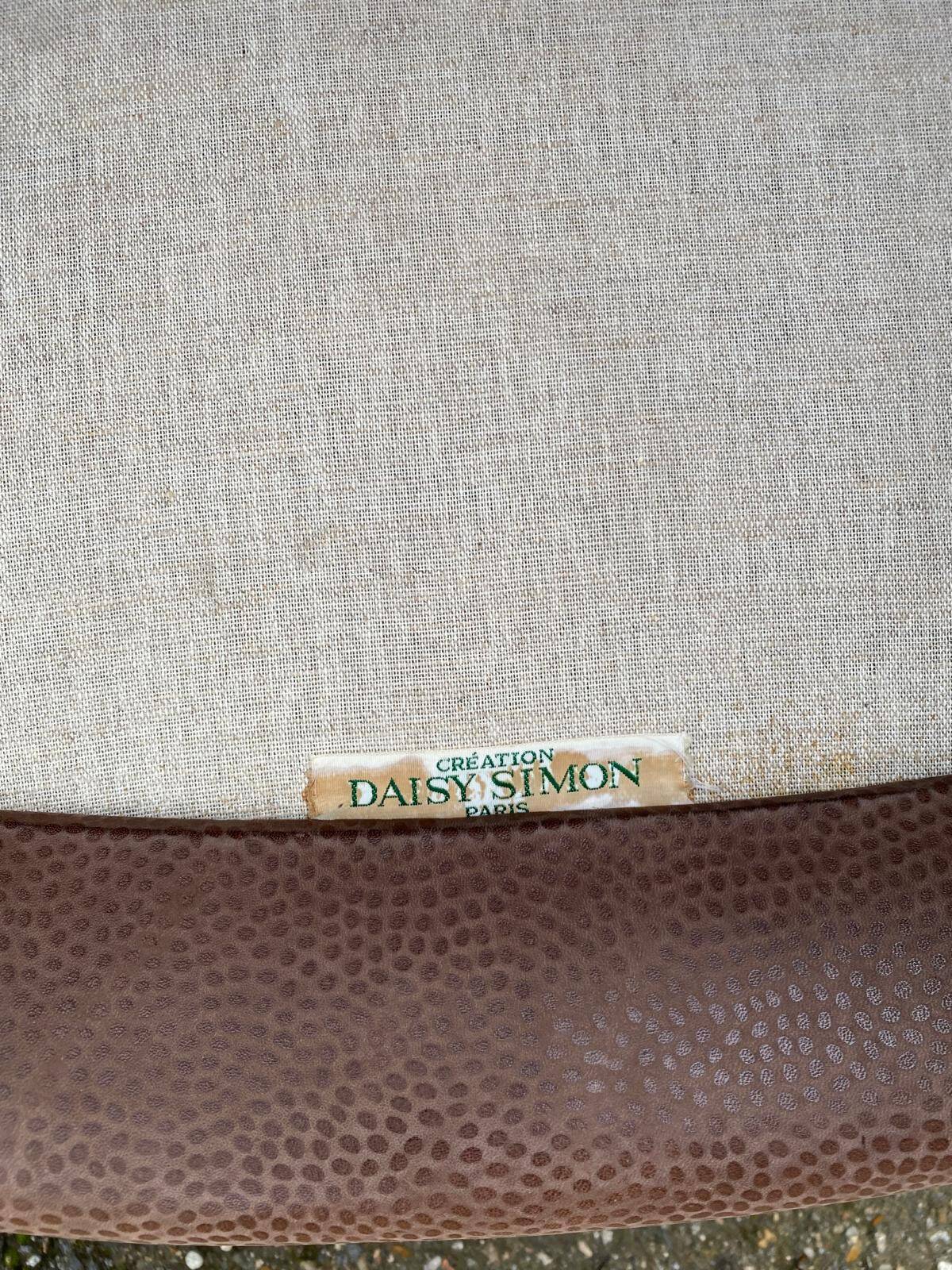 Art Deco club armchair Daisy Simon in beige leather and wood.