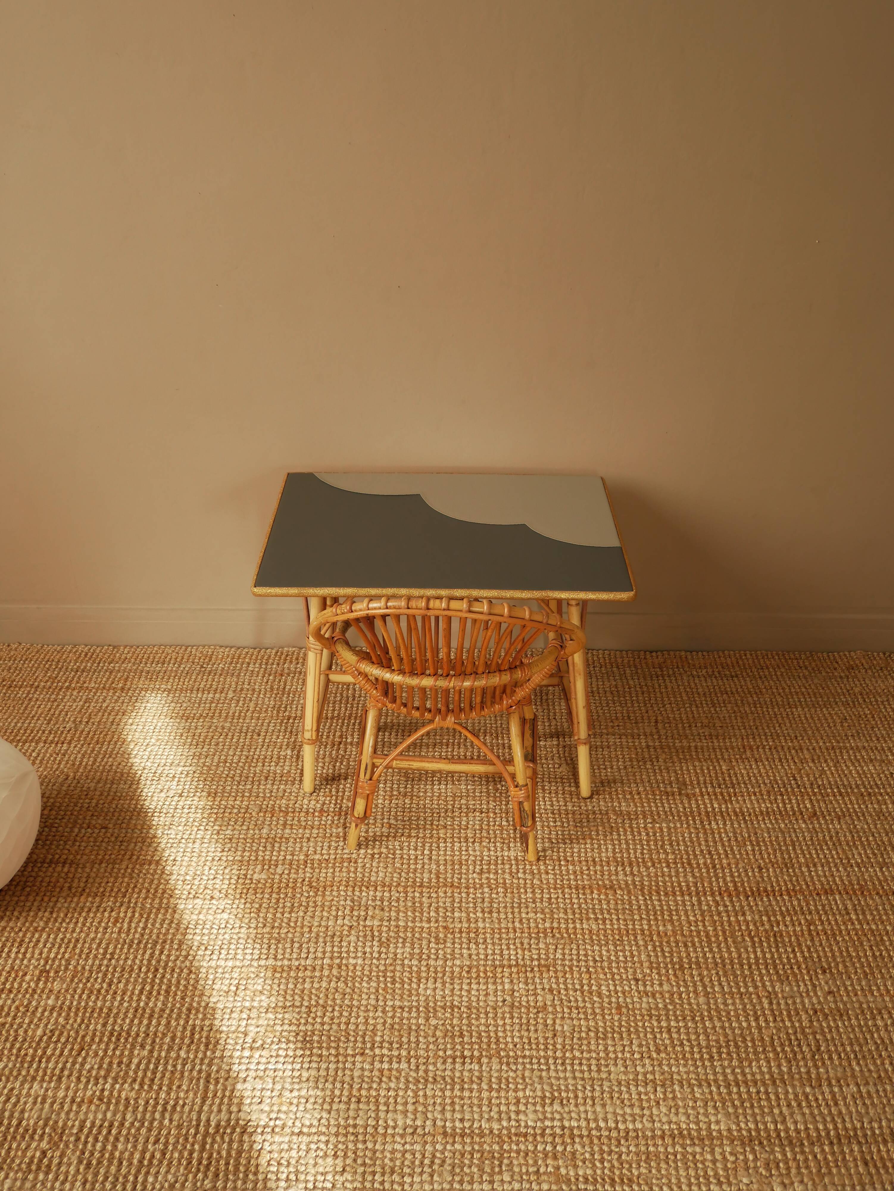 Rattan desk and chair set