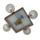 Mid-century vintage chandelier, 1950s, brass, wood and frosted glass, 4x E1