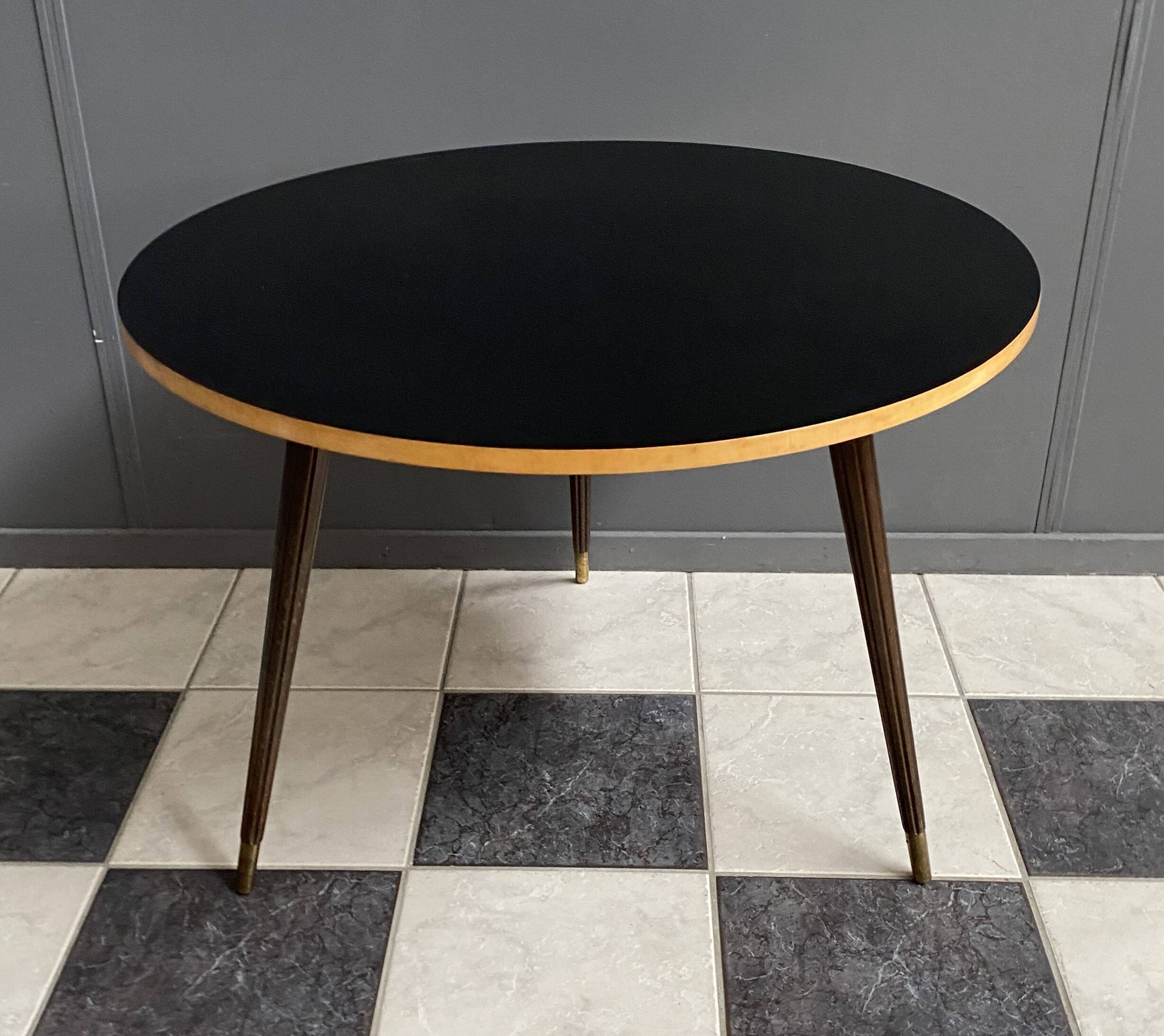 Black formica round coffee table 1960s