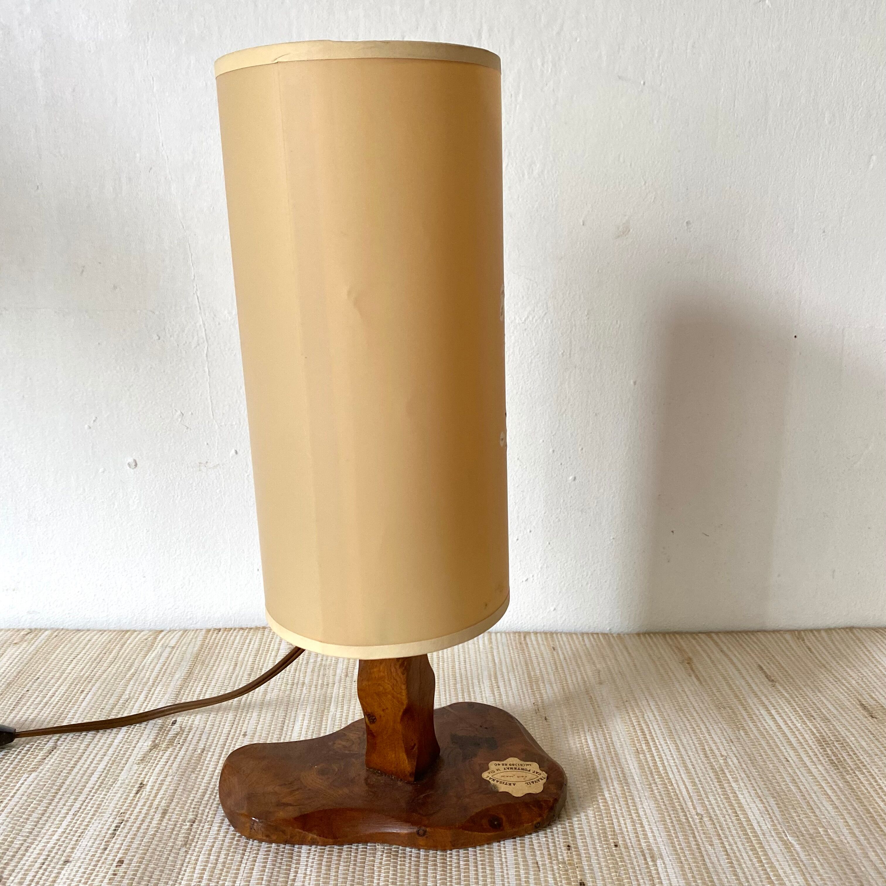 Vintage elm and dried flower lamp
