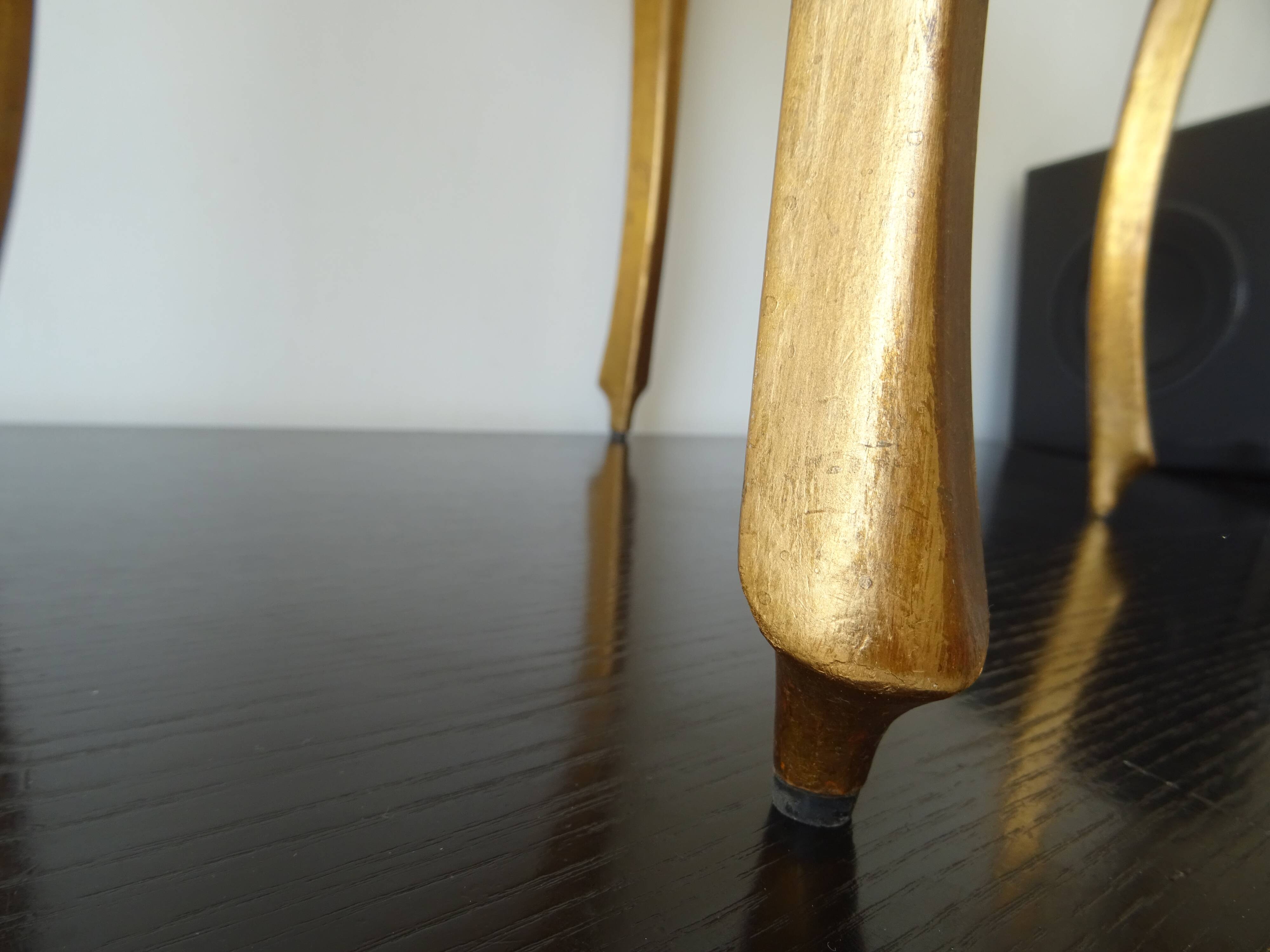 Side coffee table gilded wood decoration flowers year 60