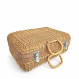 Rattan suitcase and wicker interior flowered