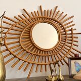 Old rattan mirror sun ORTF vintage