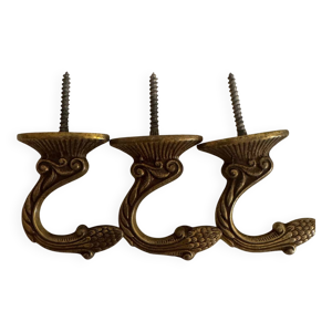 Description : Lot de 3 crochets muraux décoratifs en laiton au style a