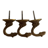 Description : Lot de 3 crochets muraux décoratifs en laiton au style a