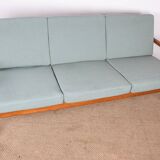 Danish 3-seater sofa in teak and new fabric, Senator model Ole Wanscher, France & Son.