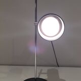 Adjustable lamp in black lacquered metal and chrome. French work. Circa 1970.