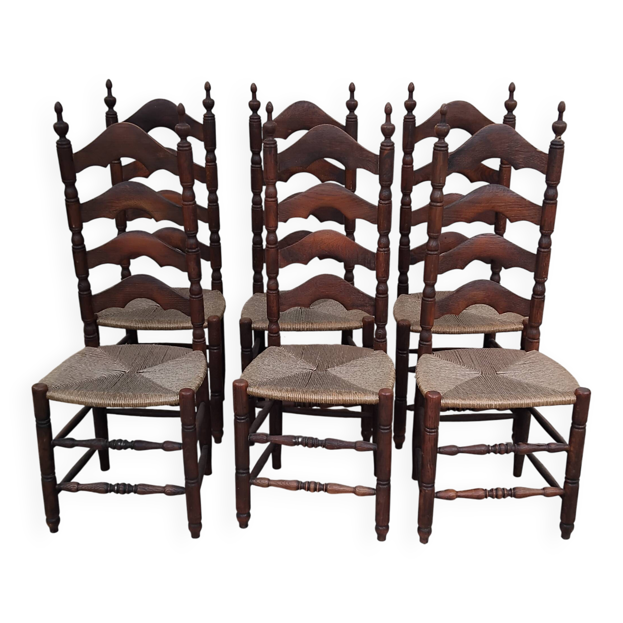 6 antique vintage oak monastery chairs