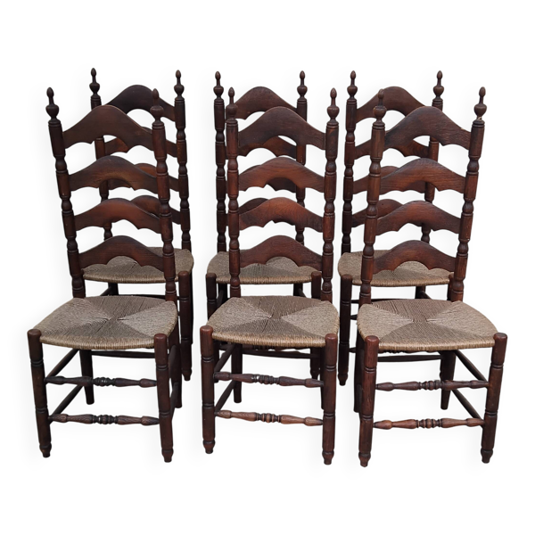 6 chaises ancienne monastère vintage chêne
