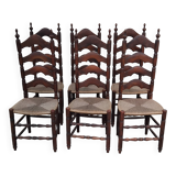6 antique vintage oak monastery chairs