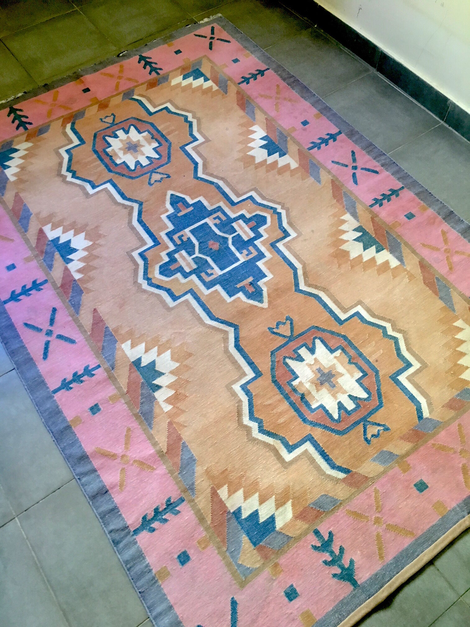 Kilim carpet pastel colors 125x187cm