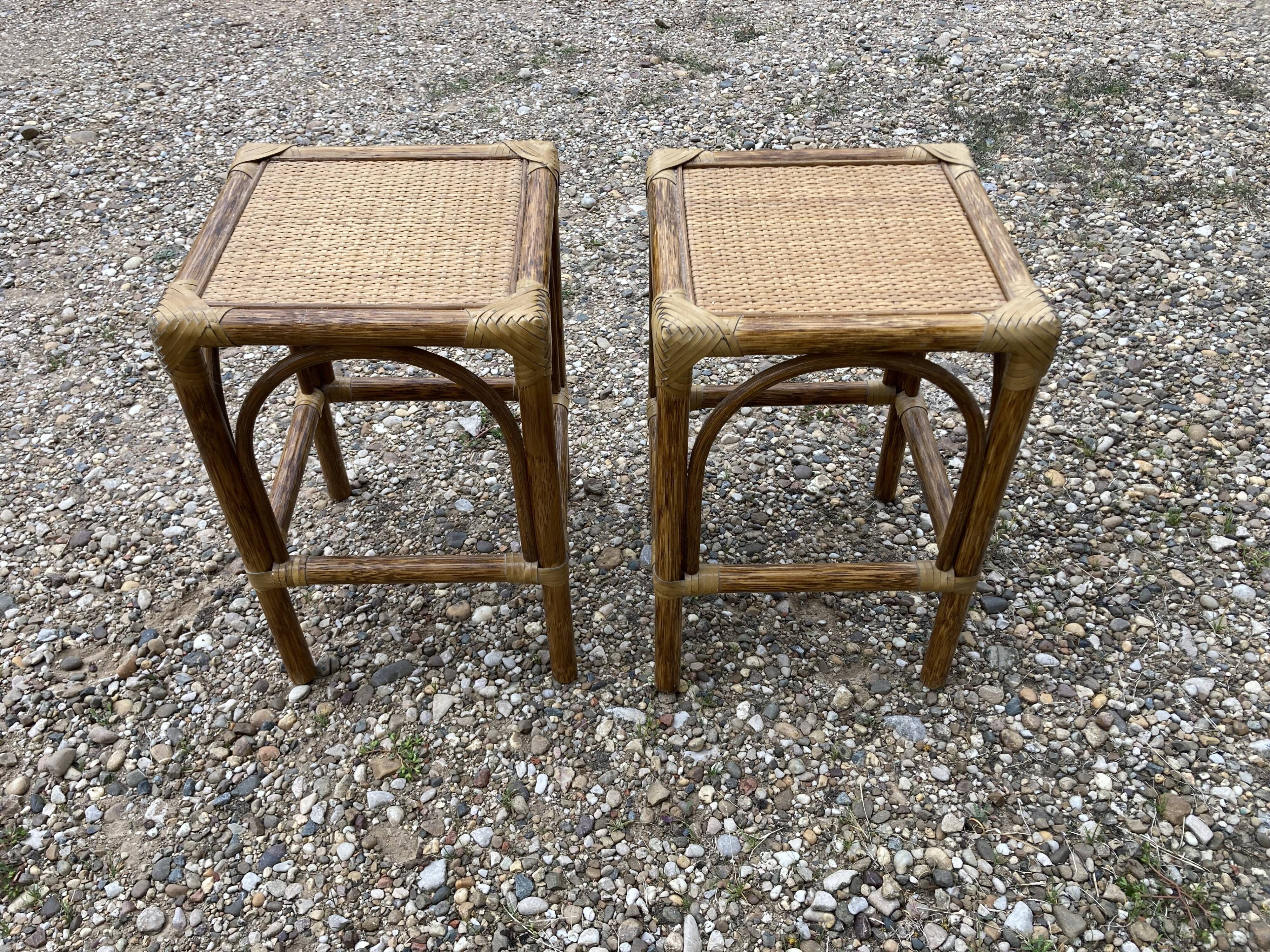 Pair of rattan stools