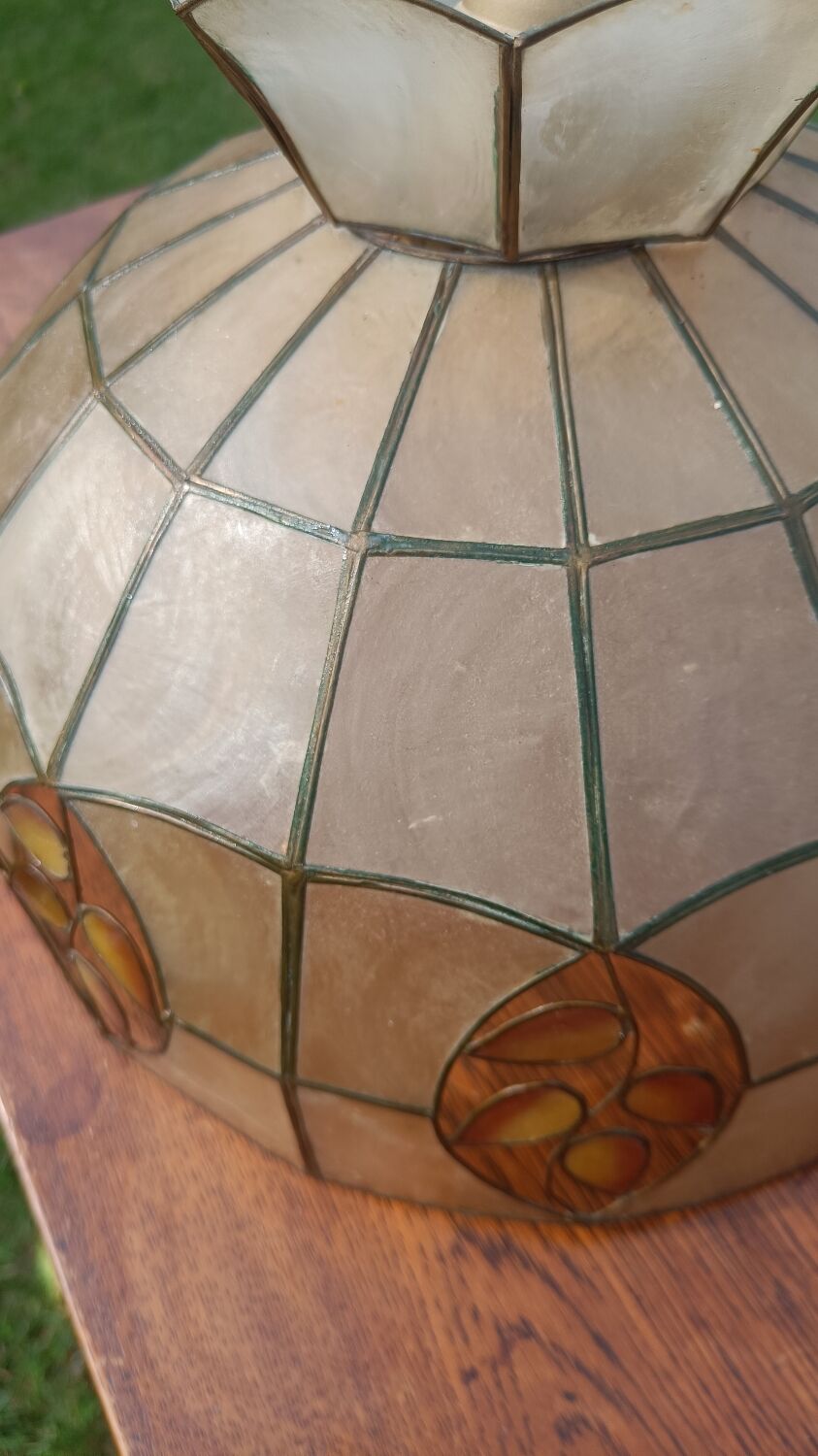 Mother-of-pearl and brass pendant light