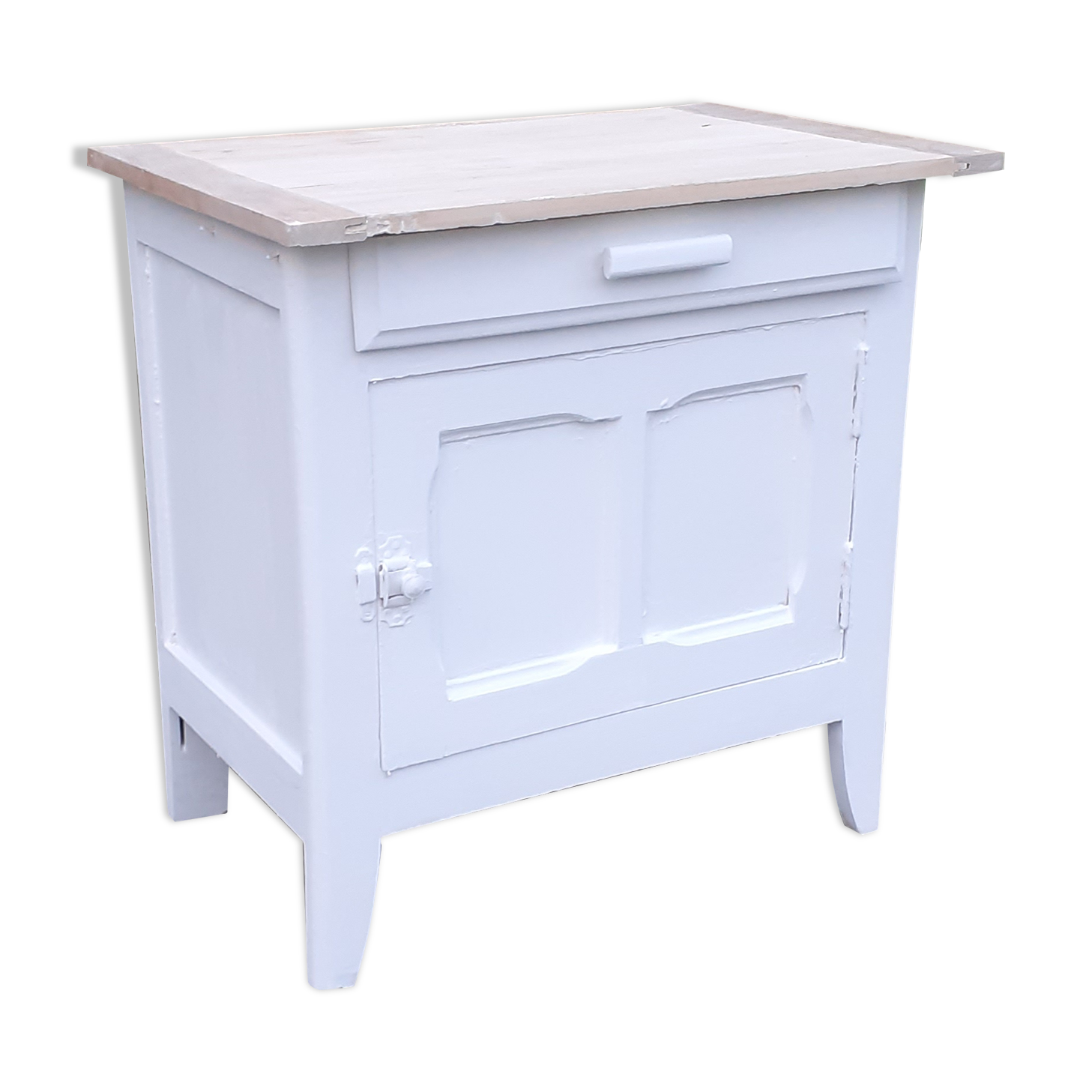 Parisian sideboard 1 door 1 drawer white and raw wood