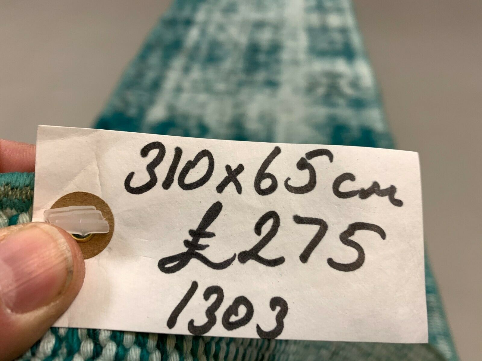 Distressed Turkish Narrow Runner 310x65 cm wool Vintage rug, Overdyed Green