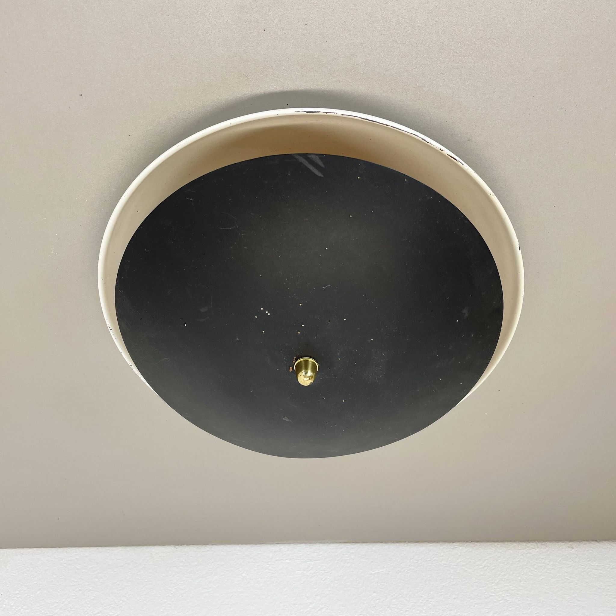 unique round metal Gino Sarfatti Style Ceiling Wall Light Flushmount Italy 1950s