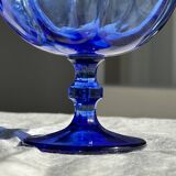 5 blue glass stemmed ice cream bowls