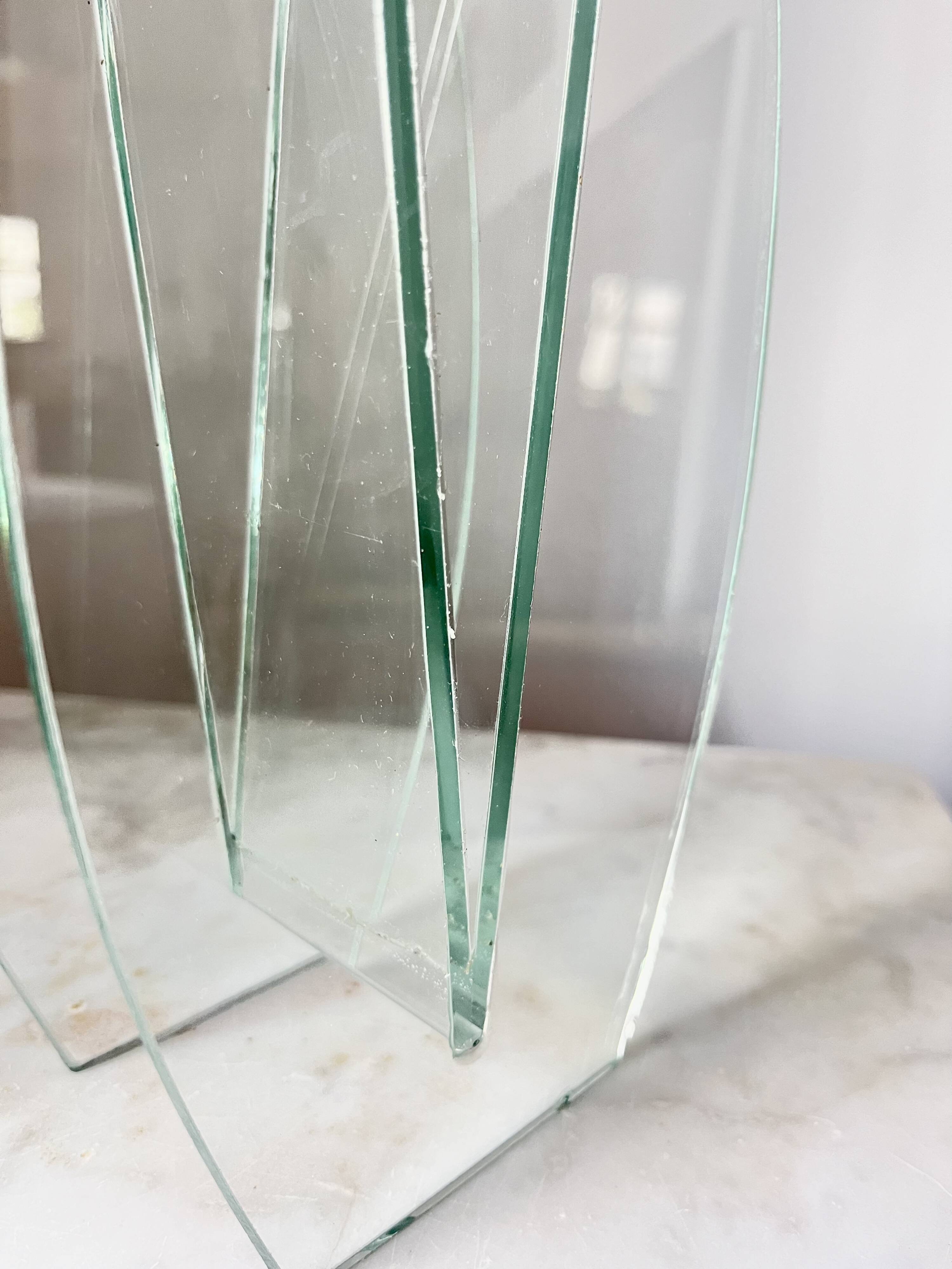 Vintage Sculptural Glass Vase – Geometric Minimalist Design, Italy 1980s