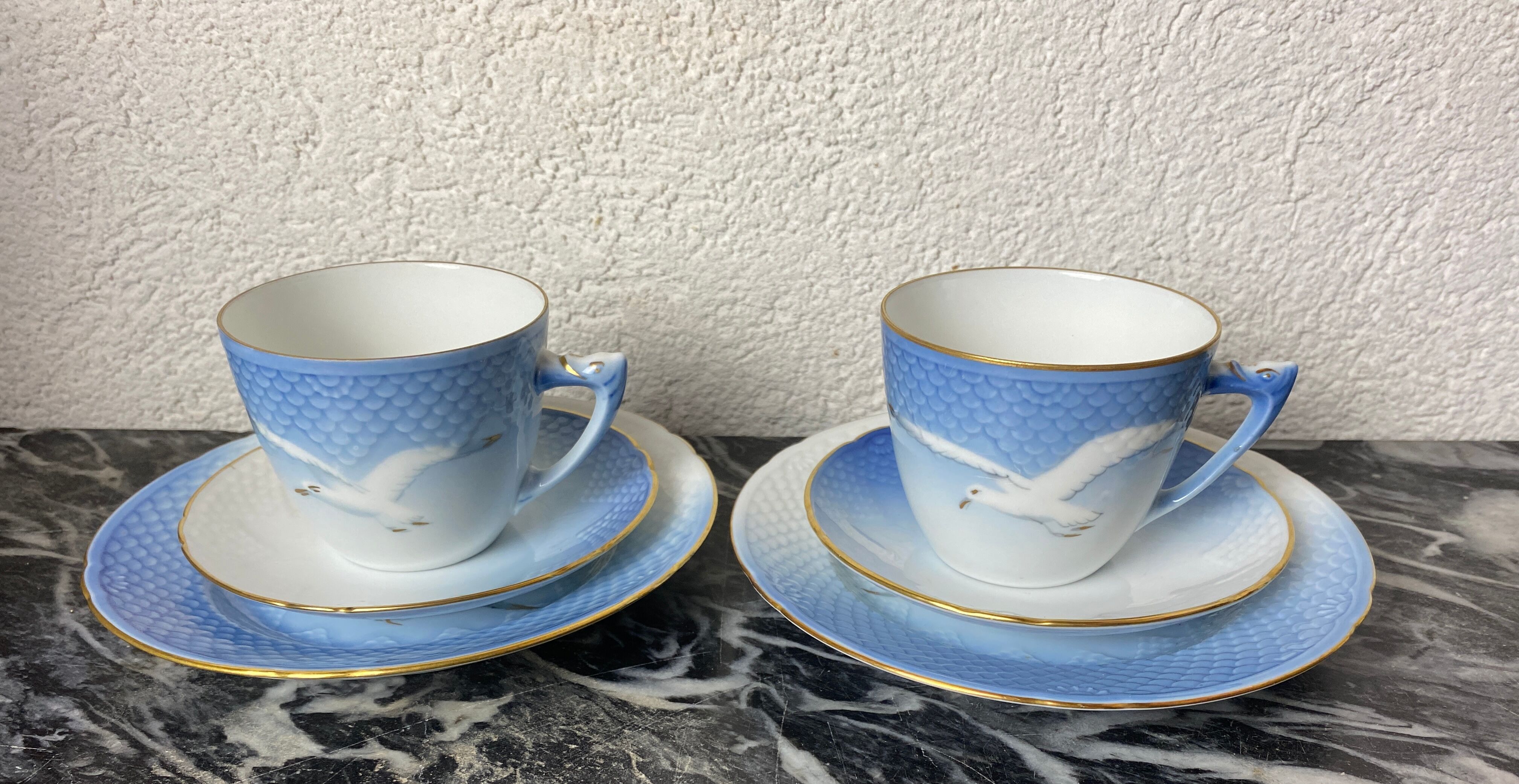 Set of 2 porcelain breakfast sets "Royal Copenhagen"