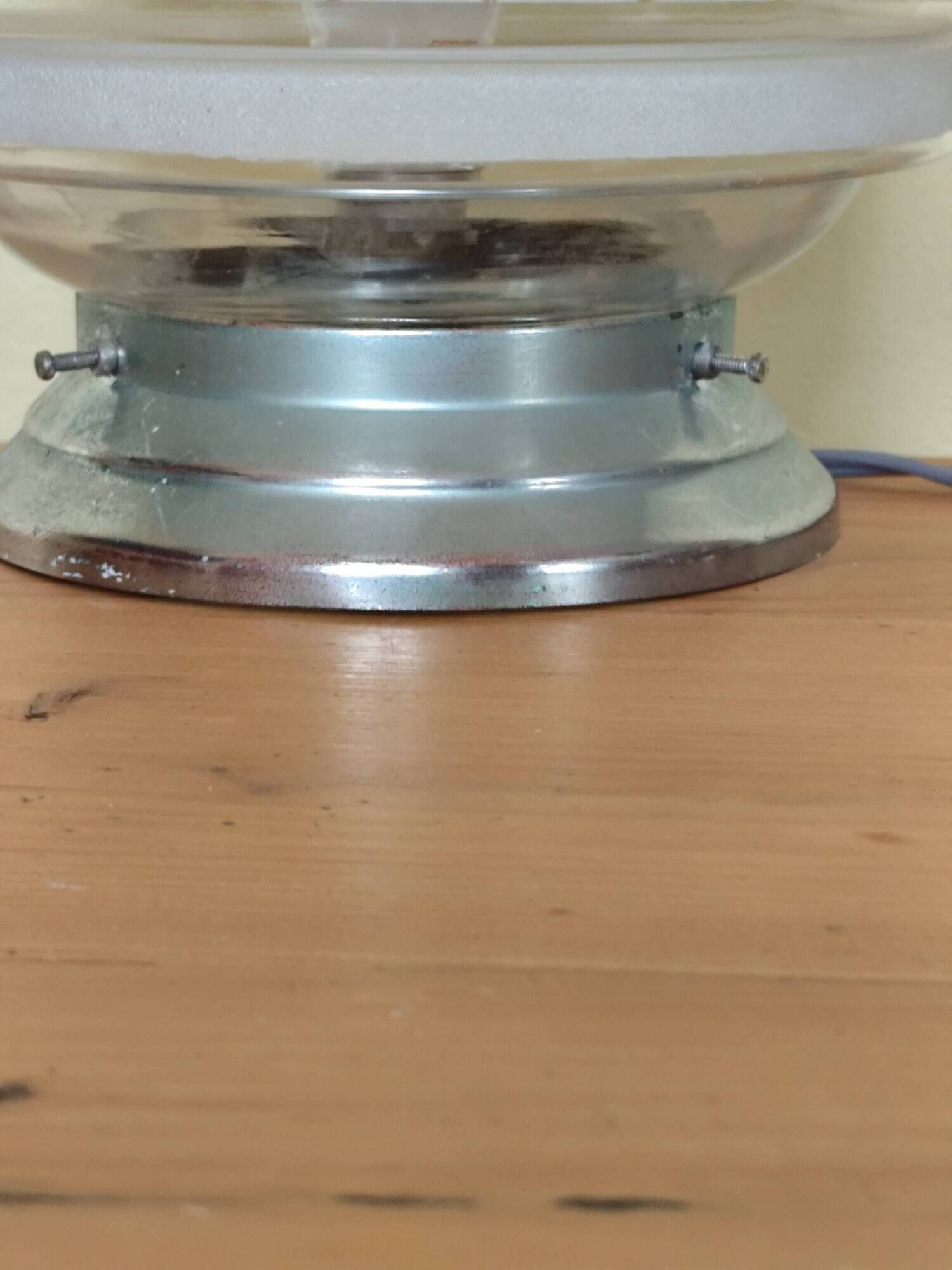 plafonnier des années 40,  globe verre granité opaque -  lampe de table