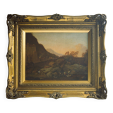 Antique Landscape Painting- early 19th-century - Italian landscape with pastoral scenery.