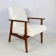 Fauteuil boucle ivoire blanc vintage, années 1970