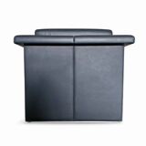 Pair / Trix and Robert Haussmann / Dark grey leather chairs by Knoll